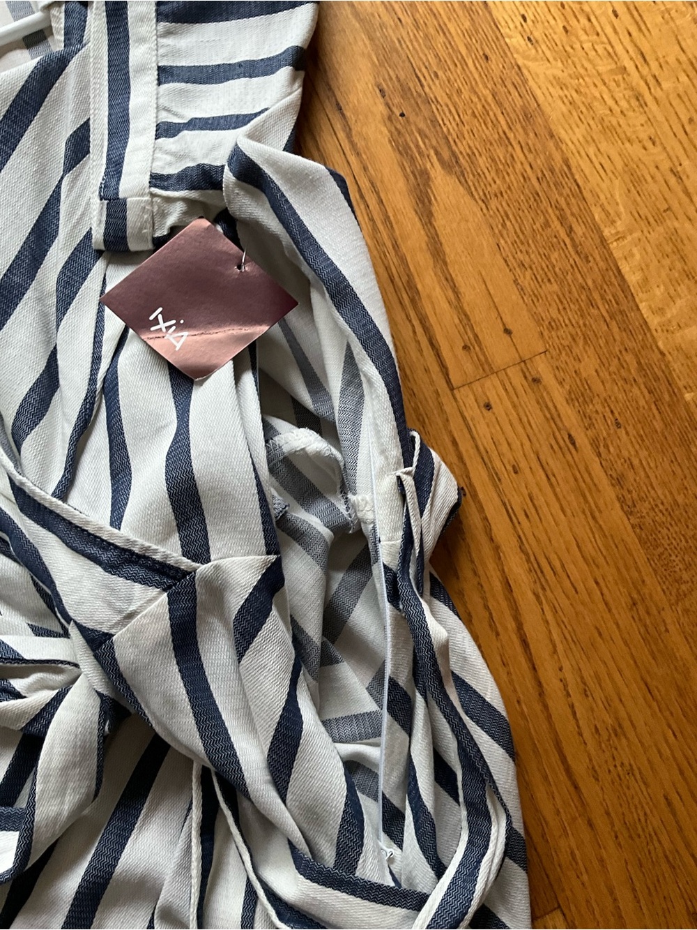 NWT Ixia Striped Wrap Midi Dress in White and Blue with Tie Waist - Picture 7 of 9